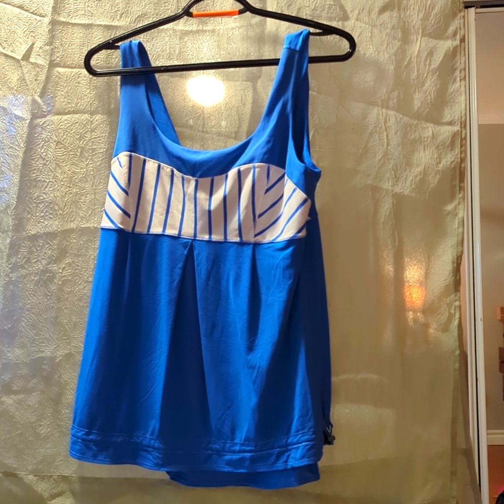 #028 Sz 10-One Only- $40 Royal blue and white striped tank Ignore Other Listing